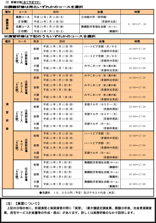 公益社団法人 京都府介護支援専門員会 研修会情報